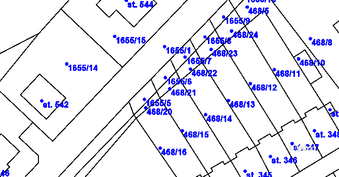 Parcela st. 468/21 v KÚ Rosice u Chrasti, Katastrální mapa
