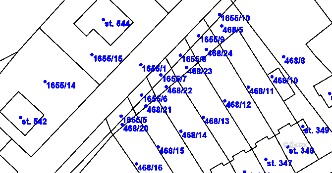 Parcela st. 468/22 v KÚ Rosice u Chrasti, Katastrální mapa
