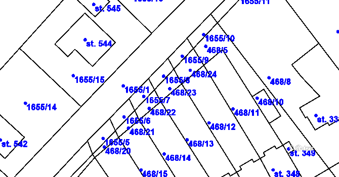 Parcela st. 468/23 v KÚ Rosice u Chrasti, Katastrální mapa