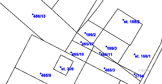 Parcela st. 465/12 v KÚ Rosice u Chrasti, Katastrální mapa