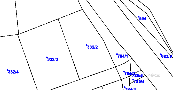 Parcela st. 332/2 v KÚ Rosice u Chrasti, Katastrální mapa