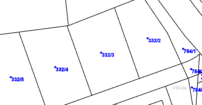 Parcela st. 332/3 v KÚ Rosice u Chrasti, Katastrální mapa