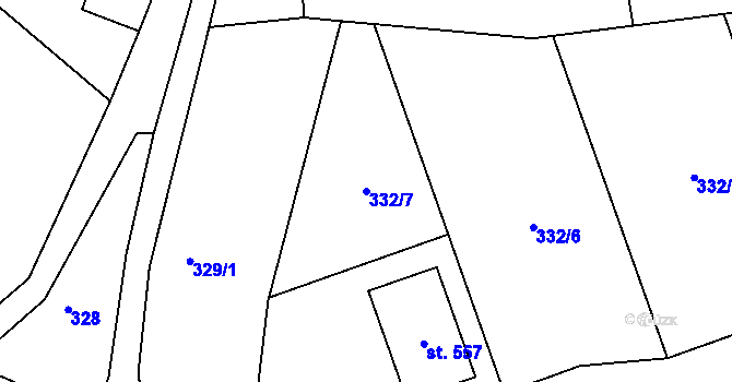 Parcela st. 332/7 v KÚ Rosice u Chrasti, Katastrální mapa