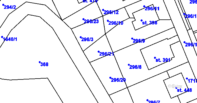 Parcela st. 296/21 v KÚ Rosice u Chrasti, Katastrální mapa