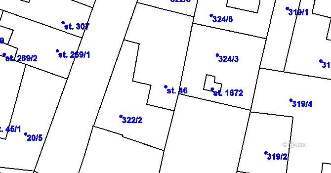 Parcela st. 46 v KÚ Rosice nad Labem, Katastrální mapa