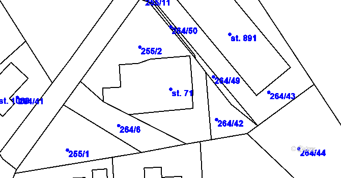 Parcela st. 71 v KÚ Rosice nad Labem, Katastrální mapa