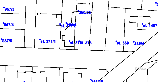 Parcela st. 373 v KÚ Rosice nad Labem, Katastrální mapa