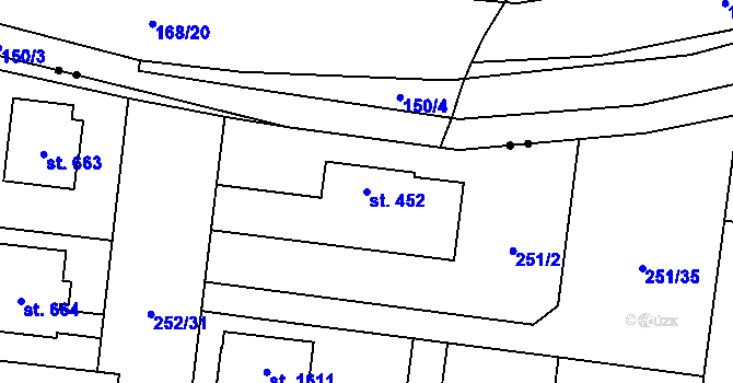 Parcela st. 452 v KÚ Rosice nad Labem, Katastrální mapa