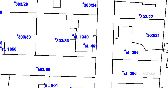 Parcela st. 461 v KÚ Rosice nad Labem, Katastrální mapa