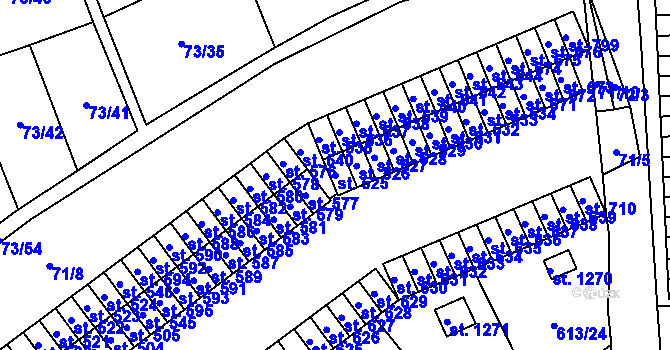 Parcela st. 525 v KÚ Rosice nad Labem, Katastrální mapa