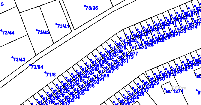 Parcela st. 582 v KÚ Rosice nad Labem, Katastrální mapa