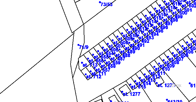 Parcela st. 654 v KÚ Rosice nad Labem, Katastrální mapa