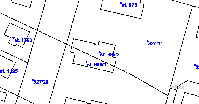 Parcela st. 896/2 v KÚ Rosice nad Labem, Katastrální mapa