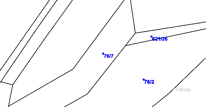 Parcela st. 76/7 v KÚ Rosice nad Labem, Katastrální mapa
