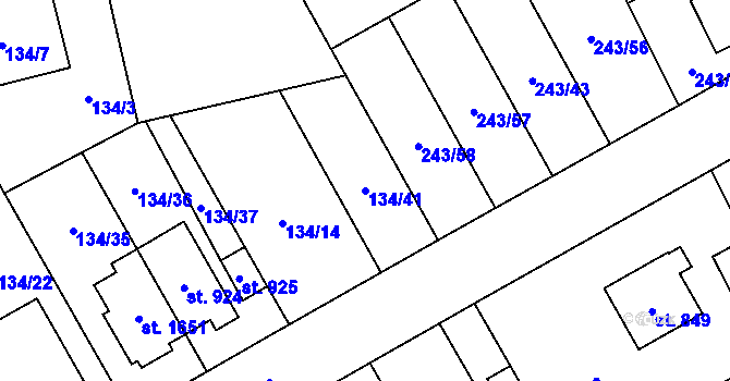 Parcela st. 134/41 v KÚ Rosice nad Labem, Katastrální mapa