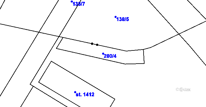 Parcela st. 280/4 v KÚ Rosice nad Labem, Katastrální mapa