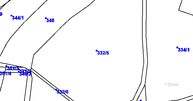 Parcela st. 332/5 v KÚ Rosice nad Labem, Katastrální mapa