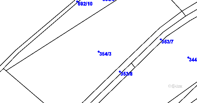 Parcela st. 354/3 v KÚ Rosice nad Labem, Katastrální mapa