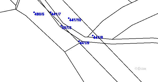 Parcela st. 441/9 v KÚ Rosice nad Labem, Katastrální mapa