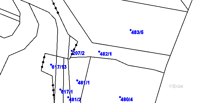 Parcela st. 482/1 v KÚ Rosice nad Labem, Katastrální mapa