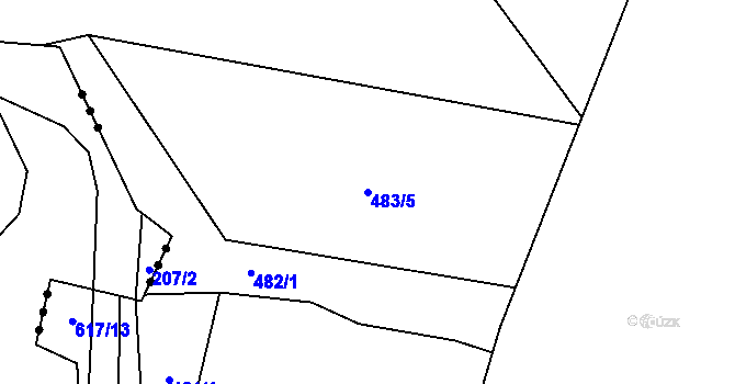 Parcela st. 483/5 v KÚ Rosice nad Labem, Katastrální mapa