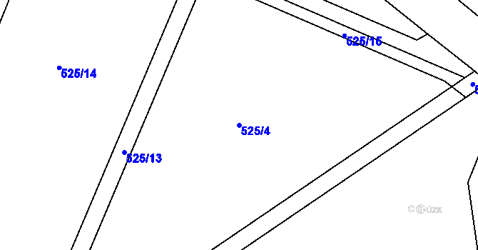 Parcela st. 525/4 v KÚ Rosice nad Labem, Katastrální mapa