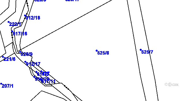 Parcela st. 525/8 v KÚ Rosice nad Labem, Katastrální mapa