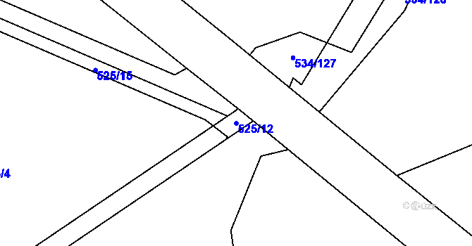 Parcela st. 525/12 v KÚ Rosice nad Labem, Katastrální mapa