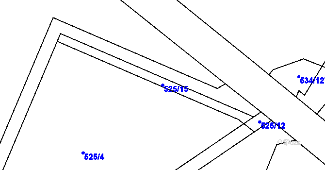 Parcela st. 525/15 v KÚ Rosice nad Labem, Katastrální mapa