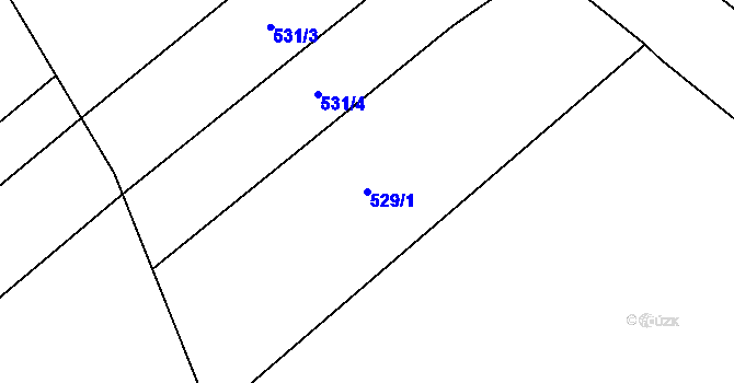 Parcela st. 529/1 v KÚ Rosice nad Labem, Katastrální mapa