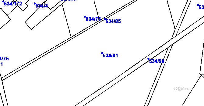 Parcela st. 534/81 v KÚ Rosice nad Labem, Katastrální mapa