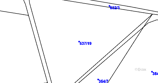 Parcela st. 537/19 v KÚ Rosice nad Labem, Katastrální mapa