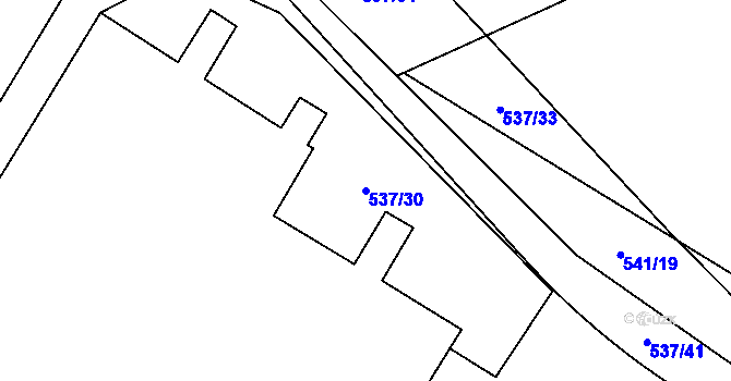 Parcela st. 537/30 v KÚ Rosice nad Labem, Katastrální mapa