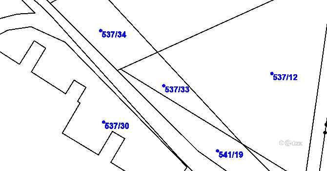 Parcela st. 537/33 v KÚ Rosice nad Labem, Katastrální mapa