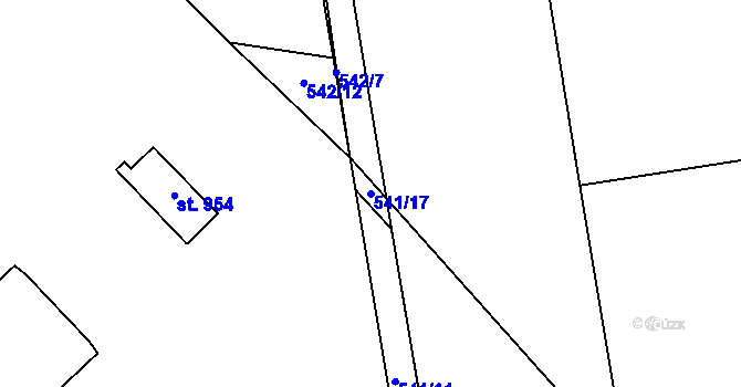 Parcela st. 541/17 v KÚ Rosice nad Labem, Katastrální mapa