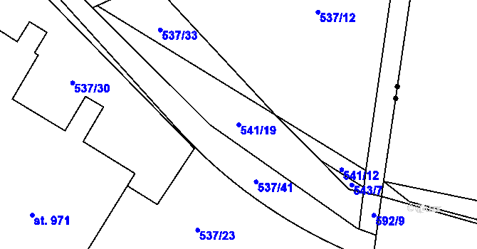 Parcela st. 541/19 v KÚ Rosice nad Labem, Katastrální mapa