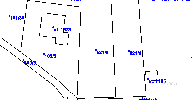 Parcela st. 621/8 v KÚ Rosice nad Labem, Katastrální mapa