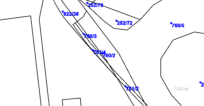Parcela st. 760/2 v KÚ Rosice nad Labem, Katastrální mapa