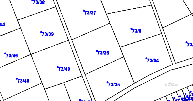 Parcela st. 73/36 v KÚ Rosice nad Labem, Katastrální mapa