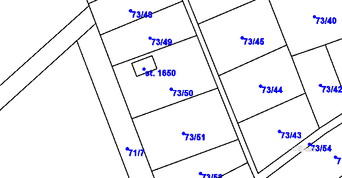 Parcela st. 73/50 v KÚ Rosice nad Labem, Katastrální mapa