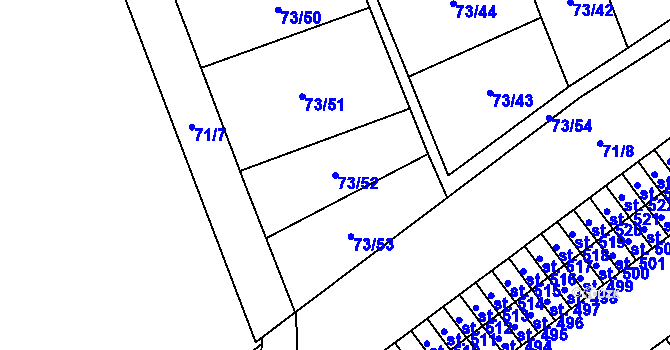 Parcela st. 73/52 v KÚ Rosice nad Labem, Katastrální mapa