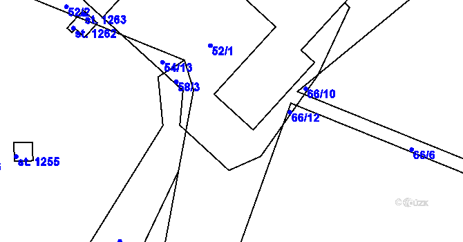 Parcela st. 66/13 v KÚ Rosice nad Labem, Katastrální mapa