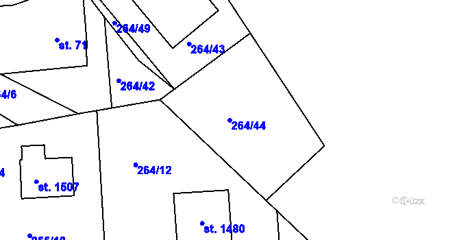 Parcela st. 264/44 v KÚ Rosice nad Labem, Katastrální mapa