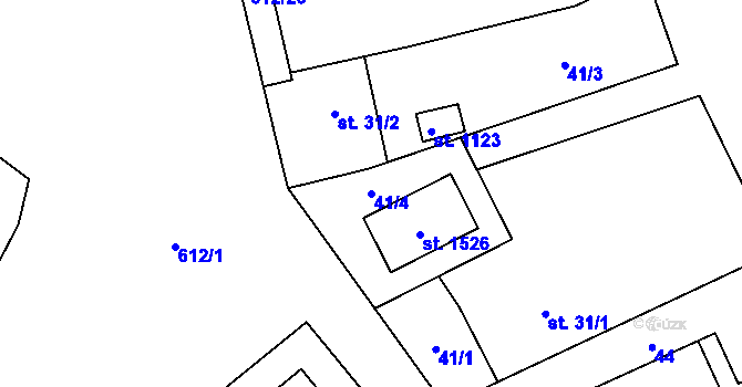 Parcela st. 41/4 v KÚ Rosice nad Labem, Katastrální mapa