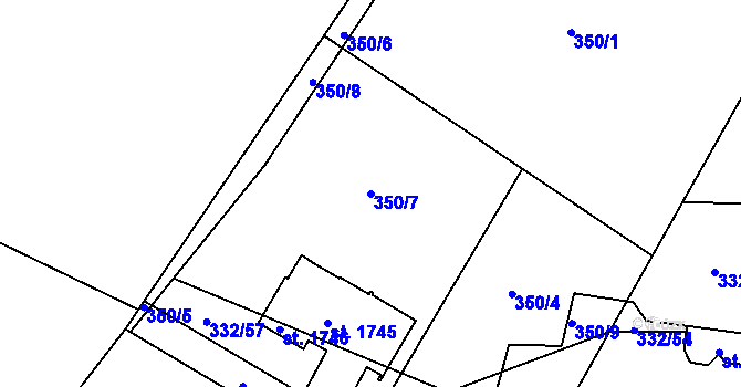 Parcela st. 350/7 v KÚ Rosice nad Labem, Katastrální mapa