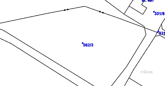 Parcela st. 562/3 v KÚ Rosice nad Labem, Katastrální mapa