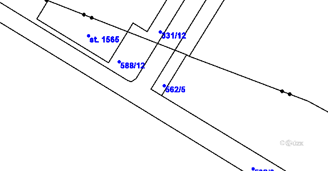 Parcela st. 562/5 v KÚ Rosice nad Labem, Katastrální mapa