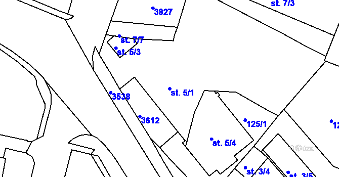 Parcela st. 5/1 v KÚ Rosice u Brna, Katastrální mapa