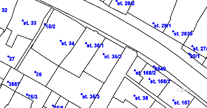 Parcela st. 35/2 v KÚ Rosice u Brna, Katastrální mapa