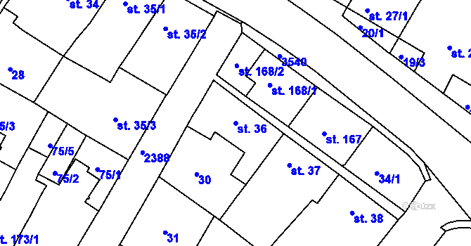 Parcela st. 36 v KÚ Rosice u Brna, Katastrální mapa